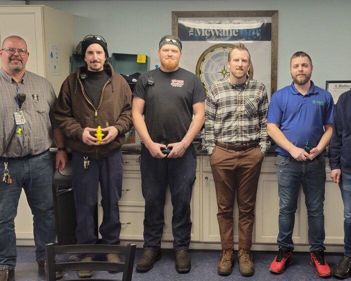 L-R: Tracy Barchet, Mike Webb, John Monk, Alex Fresonke, Will Walkowiak and Alex VanHouten
